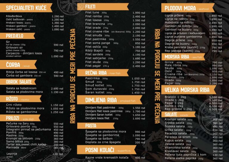 Cenovnik ribe na porciju