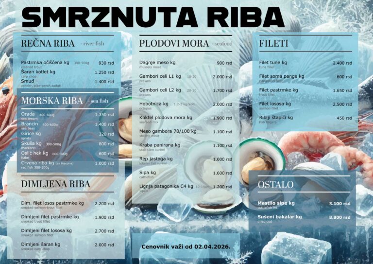 Cenovnik smrznute ribe